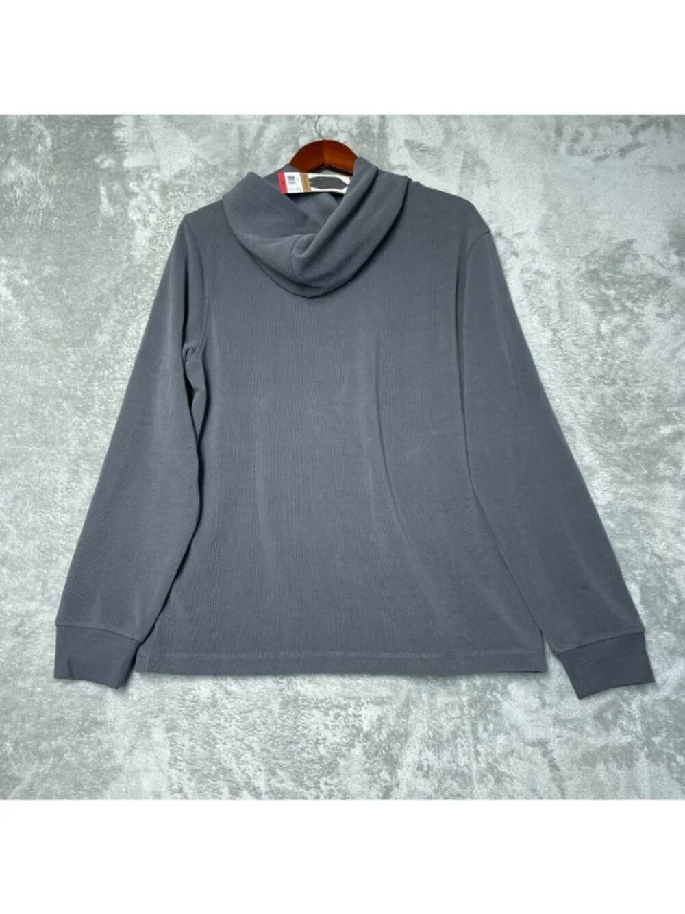 Eddie Bauer Men's Medium Gray Textured Lounge Hoodie Polyester Blend e1515